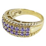 Purple CZ Sterling Silver Wide Statement Band Ring Size 7 – Estate Find