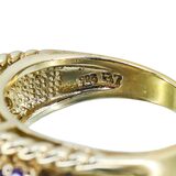 Purple CZ Sterling Silver Wide Statement Band Ring Size 7 – Estate Find