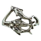 Vintage Three Dolphin Sterling Silver Ring Size 8 Ocean Inspired Whimsical – Vintage item