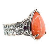 Gems en Vogue Sterling Silver & Coral Filigree Ring Size 6 – Collectible designer item - retired