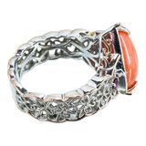 Gems en Vogue Sterling Silver & Coral Filigree Ring Size 6 – Collectible designer item - retired