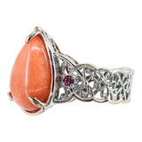 Gems en Vogue Sterling Silver & Coral Filigree Ring Size 6 – Collectible designer item - retired