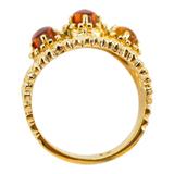 14K Gold-Plated Stainless Steel Baltic Amber Ring – Architectural Openwork Statement 3 Cabs – Collectible vintage item