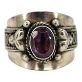 Natural Amethyst Sterling Silver Ring - Artisan Scroll - Size 6.5 - Pinky – OOAK - Unique one of a kind artisan item