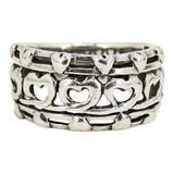 Wide Sterling Silver Heart Link Ring Artisan Band Size 8 – Studio made / small batch item  - Estate find