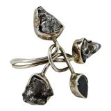 Organic Raw Stone Sterling Silver Ring Sculptural Artisan Design Size 7.5 – OOAK - Unique one of a kind artisan item