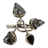 Organic Raw Stone Sterling Silver Ring Sculptural Artisan Design Size 7.5 – OOAK - Unique one of a kind artisan item