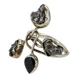 Organic Raw Stone Sterling Silver Ring Sculptural Artisan Design Size 7.5 – OOAK - Unique one of a kind artisan item