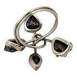 Organic Raw Stone Sterling Silver Ring Sculptural Artisan Design Size 7.5 – OOAK - Unique one of a kind artisan item