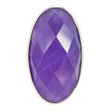 Y2K Sterling Silver Purple Chalcedony Ring – Size 7, Celestial Back, Statement – Estate Find