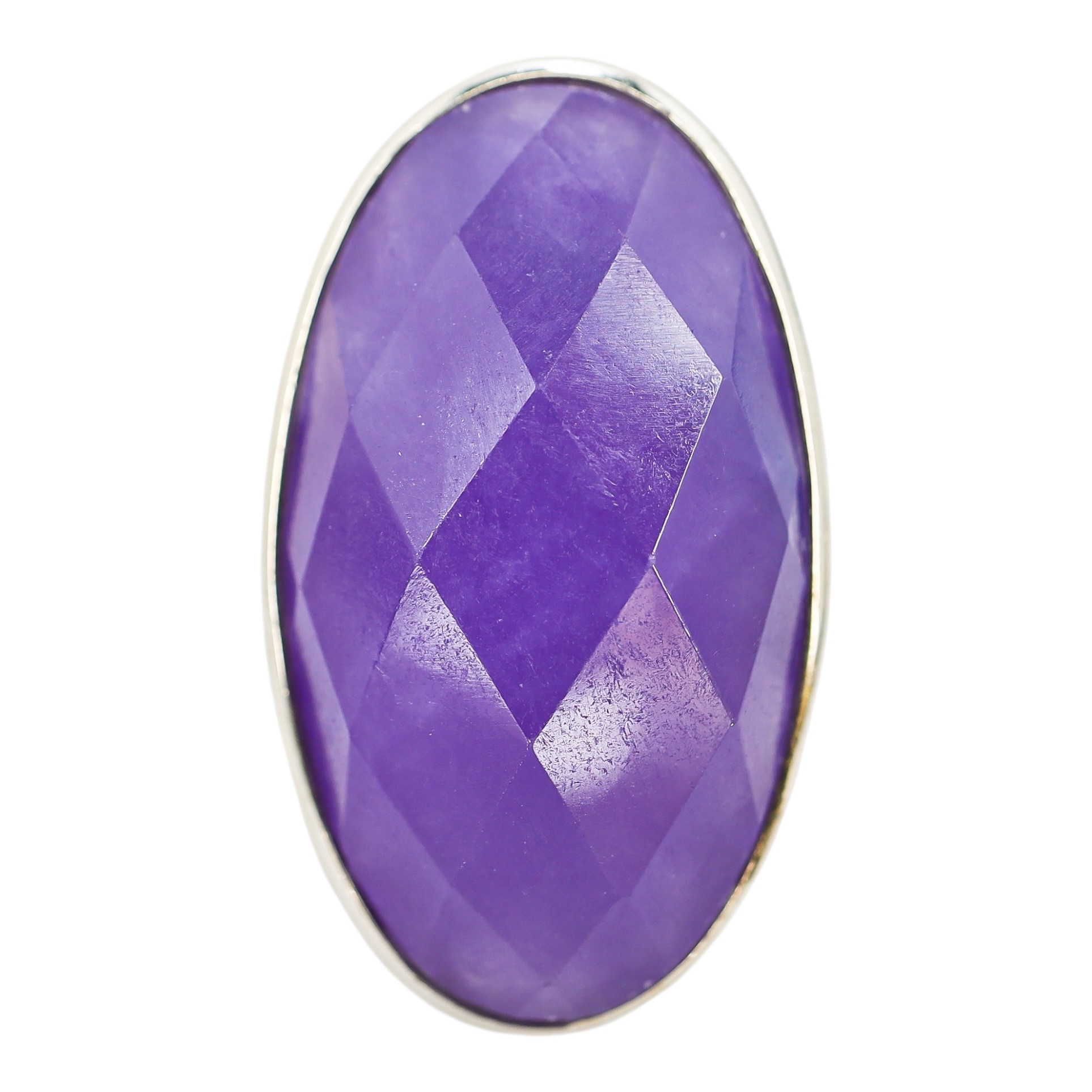 Y2K Sterling Silver Purple Chalcedony Ring – Size 7, Celestial Back, Statement image 3