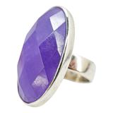 Y2K Sterling Silver Purple Chalcedony Ring – Size 7, Celestial Back, Statement – Estate Find