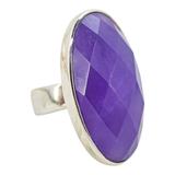 Y2K Sterling Silver Purple Chalcedony Ring – Size 7, Celestial Back, Statement – Estate Find