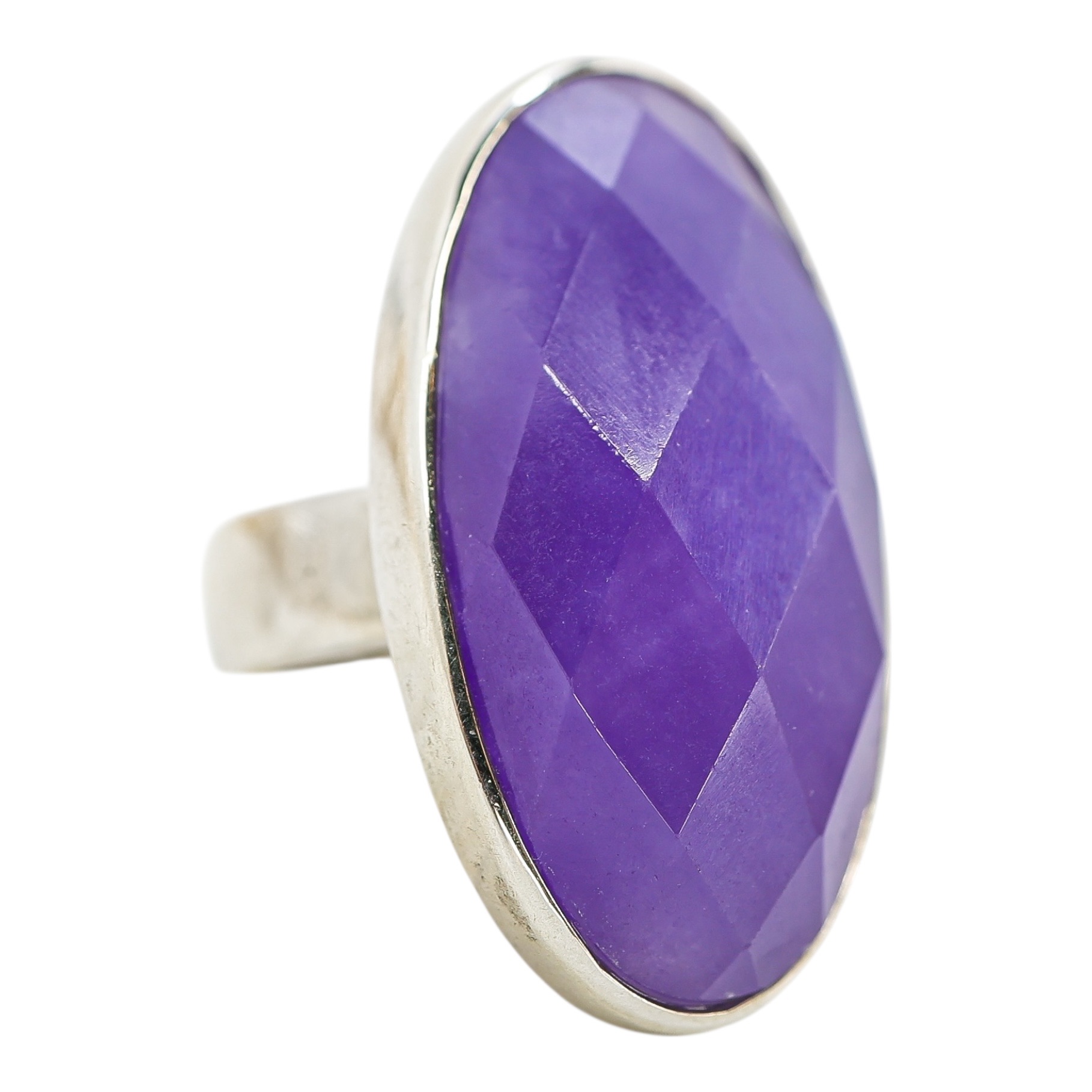 Y2K Sterling Silver Purple Chalcedony Ring – Size 7, Celestial Back, Statement image 10