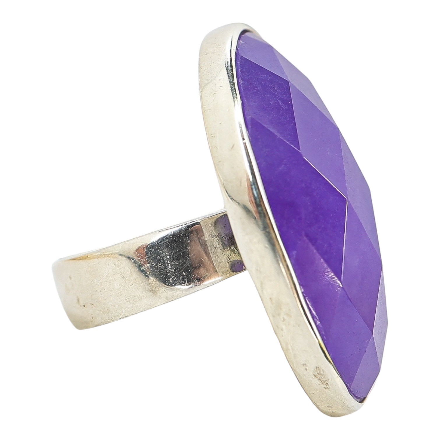 Y2K Sterling Silver Purple Chalcedony Ring – Size 7, Celestial Back, Statement image 11