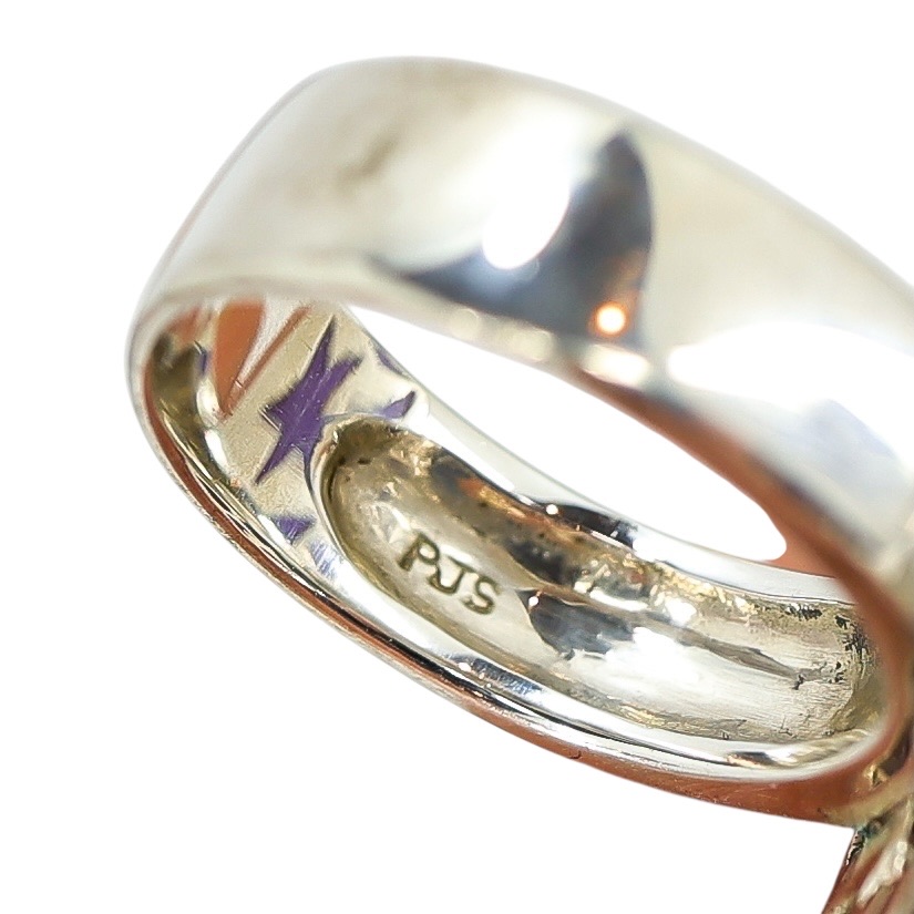 Y2K Sterling Silver Purple Chalcedony Ring – Size 7, Celestial Back, Statement image 12