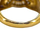 Sterling Silver Gold Vermeil Ring - Blue Enamel & Cubic Zirconia – Palazzo Style - Size 7 – Estate Find
