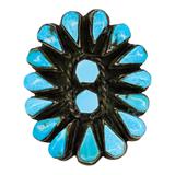 Vintage Southwestern Zuni-Style Petit Point Turquoise Sterling Silver Ring Size 6.5 – OOAK - Unique one of a kind artisan item