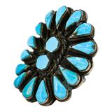 Vintage Southwestern Zuni-Style Petit Point Turquoise Sterling Silver Ring Size 6.5 – OOAK - Unique one of a kind artisan item