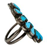 Vintage Southwestern Zuni-Style Petit Point Turquoise Sterling Silver Ring Size 6.5 – OOAK - Unique one of a kind artisan item