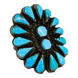 Vintage Southwestern Zuni-Style Petit Point Turquoise Sterling Silver Ring Size 6.5 – OOAK - Unique one of a kind artisan item