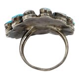 Vintage Southwestern Zuni-Style Petit Point Turquoise Sterling Silver Ring Size 6.5 – OOAK - Unique one of a kind artisan item