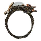 Sterling Silver Rainbow Moonstone Floral Ring – Sculptural Botanical Design Size 8.5 – Studio made / small batch item  - Estate find