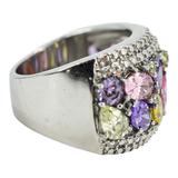 Wide Multicolor Cocktail Ring Stainless Steel Pavé Band Size 8 Statement Ring – Estate Find