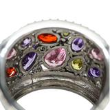 Wide Multicolor Cocktail Ring Stainless Steel Pavé Band Size 8 Statement Ring – Estate Find