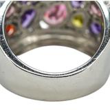 Wide Multicolor Cocktail Ring Stainless Steel Pavé Band Size 8 Statement Ring – Estate Find