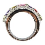 Wide Multicolor Cocktail Ring Stainless Steel Pavé Band Size 8 Statement Ring – Estate Find