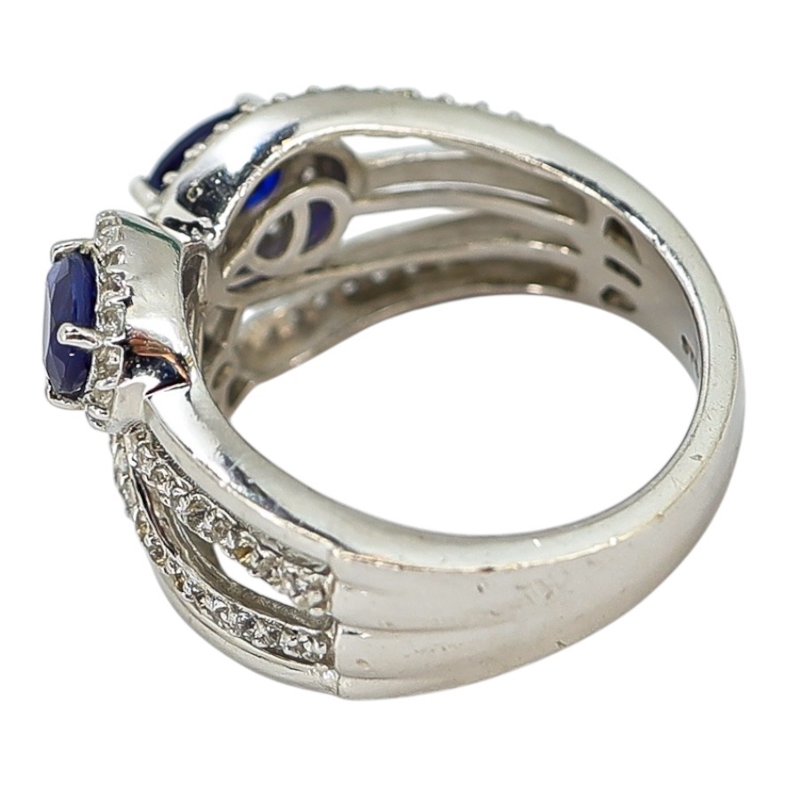 Signed STS Sterling Silver Multi-Stone Ring Blue & Aqua Stones Size 8 image 7