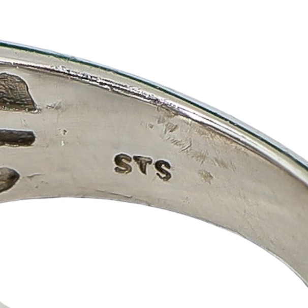 Signed STS Sterling Silver Multi-Stone Ring Blue & Aqua Stones Size 8 image 11