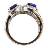 Signed STS Sterling Silver Multi-Stone Ring Blue & Aqua Stones Size 8 – Rare Vintage Item