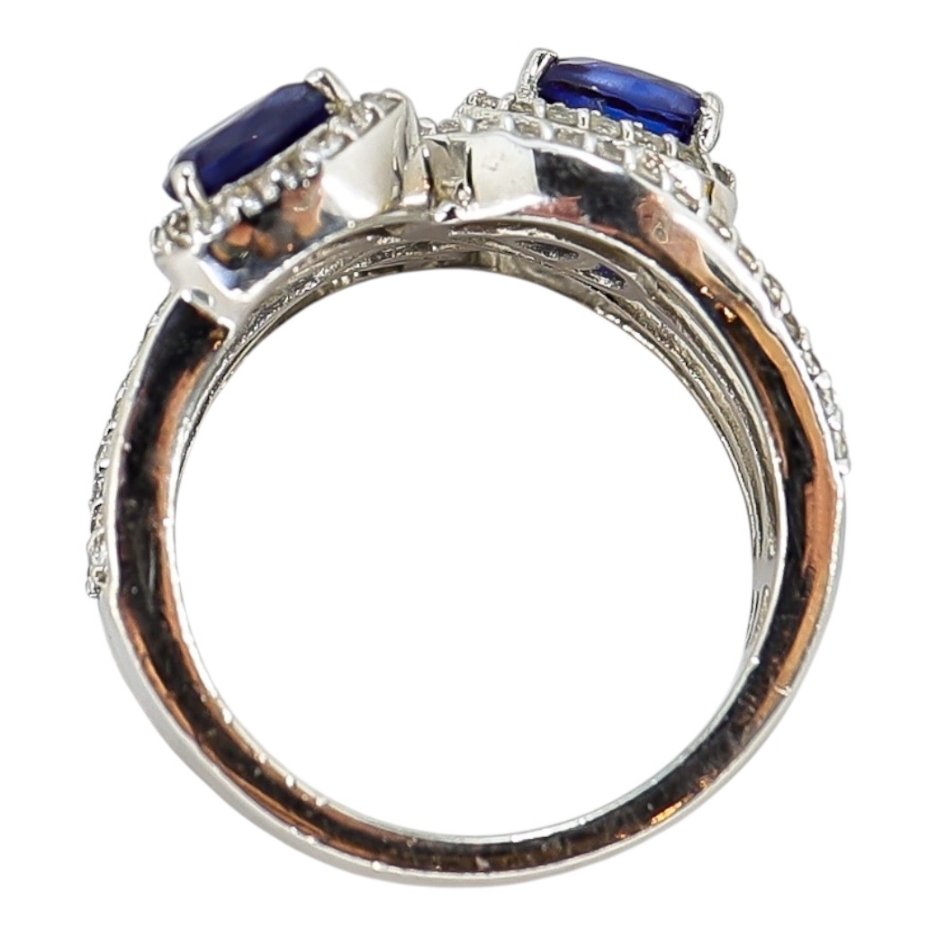 Signed STS Sterling Silver Multi-Stone Ring Blue & Aqua Stones Size 8 image 12