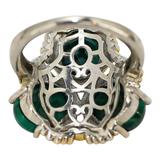 Signed STS Karis Malachite Cabachons Ring - Size 8 -Statement Bold Green Stone Boho – Rare Vintage Item