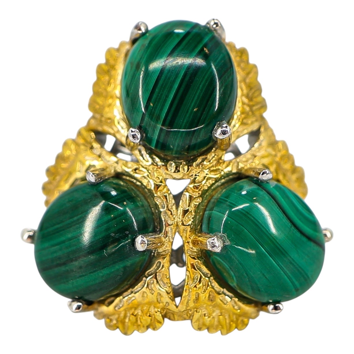 Signed STS Karis Malachite Cabachons Ring - Size 8 -Statement Bold Green Stone Boho image 10