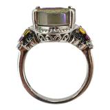 Signed STS Sterling Silver Rainbow Druzy Quartz Statement Ring – Size 7 – Rare collectible vintage item 