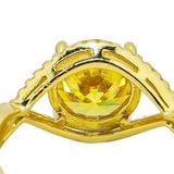 Sterling Silver Yellow Cubic Zirconia Statement Ring – Pave Split Shank Design - Size 8 – Estate Find