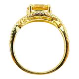 Sterling Silver Yellow Cubic Zirconia Statement Ring – Pave Split Shank Design - Size 8 – Estate Find