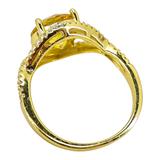 Sterling Silver Yellow Cubic Zirconia Statement Ring – Pave Split Shank Design - Size 8 – Estate Find