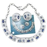 Vintage MCM Sarah Coventry Rhapsody In Blue Jewelry Set - MOD Geometric Panels – Rare collectible vintage item 