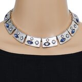 Vintage MCM Sarah Coventry Rhapsody In Blue Jewelry Set - MOD Geometric Panels – Rare collectible vintage item 