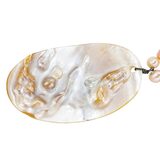 Beach Boho Freshwater Pearl Necklace & Bracelet Set Large Oval Shell Pendant – OOAK - Unique one of a kind artisan item