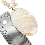 Beach Boho Freshwater Pearl Necklace & Bracelet Set Large Oval Shell Pendant – OOAK - Unique one of a kind artisan item