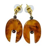 Bakelite Bracelet & Earrings Set Root Beer / Amber Interlocking Puzzle Beads – Rare collectible item 
