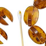 Bakelite Bracelet & Earrings Set Root Beer / Amber Interlocking Puzzle Beads – Rare collectible item 