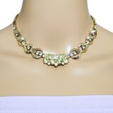 Sarah Coventry Monte Carlo - Demi Parure - Gold Tone With Clear And Green Rhinestones – Collectible vintage item