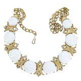 MCM Sarah Coventry Snow Princess - Demi Parure - Gold Tone And White Cabochons – Collectible vintage item
