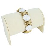 MCM Sarah Coventry Snow Princess - Demi Parure - Gold Tone And White Cabochons – Collectible vintage item